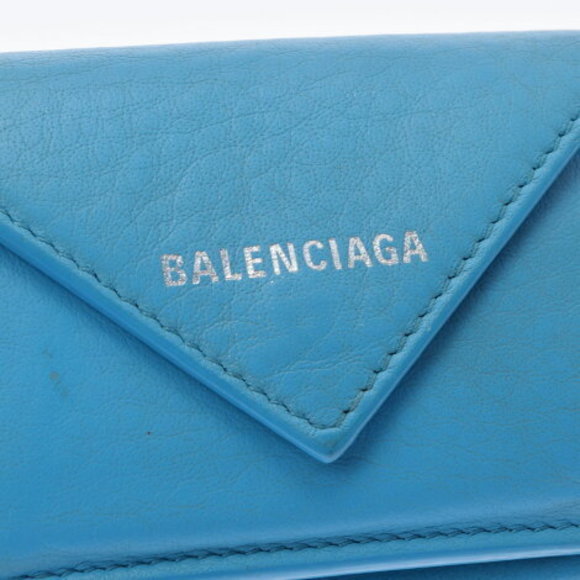 BALENCIAGA Paper Mini Wallet Blue Calf Trifold - Picture 6 of 12